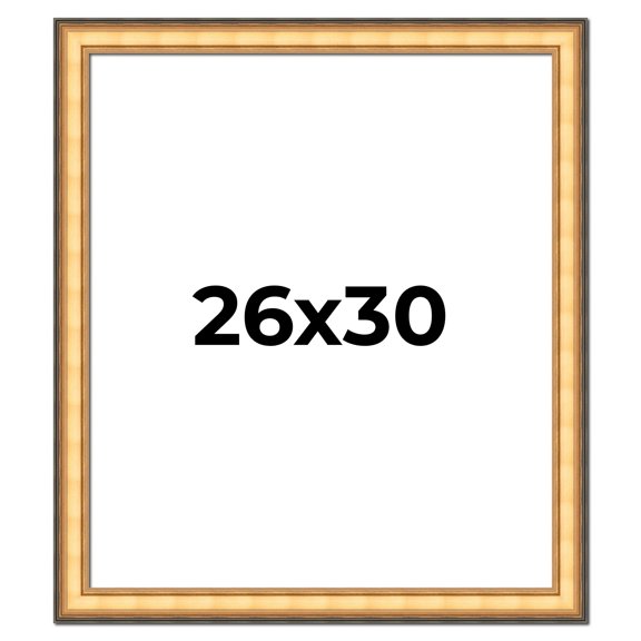 26x30 Frame Gold Plein Aire Solid Wood Picture Frame Width 2 Inches | Interior Frame Depth 0.5