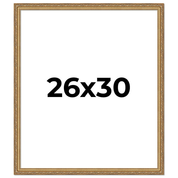 26x30 Frame Gold Solid Wood Picture Frame Width 1.25 Inches | Interior Frame Depth 0.375 Inches |