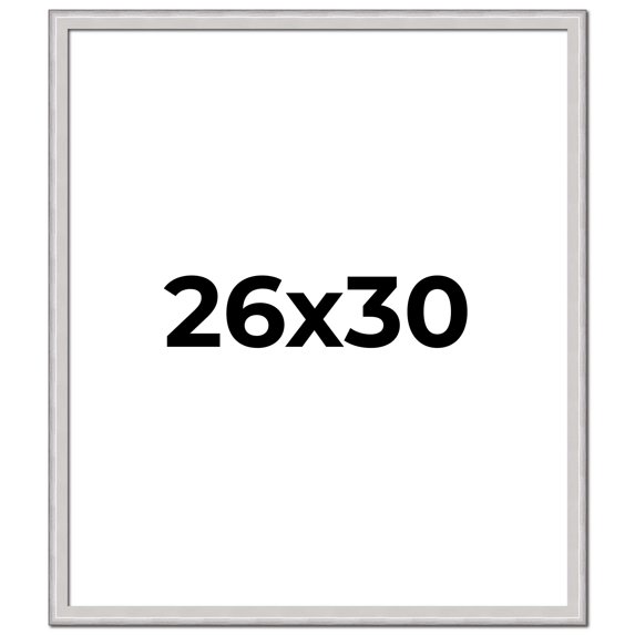 26x30 Frame Silver Inner Slope Bevel Picture Frame | 1 Inch Moulding Width | 0.75 Inch Rabbet Depth