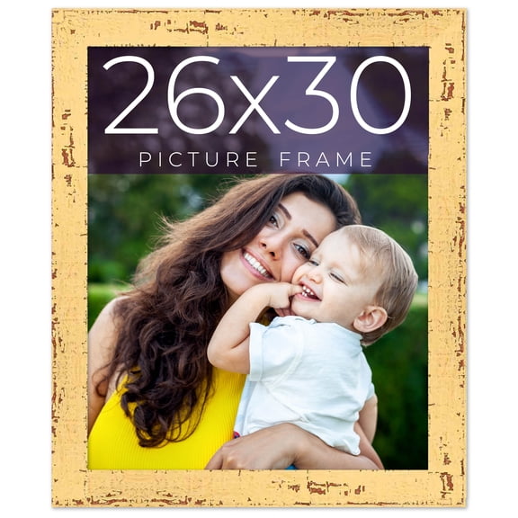 26x30 Frame Yellow Real Wood Picture Frame Width 1.25 inches | Interior Frame Depth 0.5 inches |