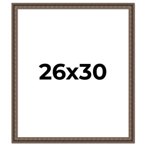 26x30 Ornate Brown Real Wood Picture Frame Width 1.5 Inches | Interior Frame Depth 0.5 Inches |