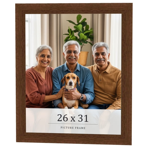 26x31 Brown Real Wood Picture Frame Width 1.25 inches | Interior Frame Depth 0.5 inches | Galvin