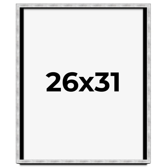 26x31 Frame Brushed Silver Solid Wood Picture Frame | 0.75 Inch Moulding Width | Rabbet Depth 0.75