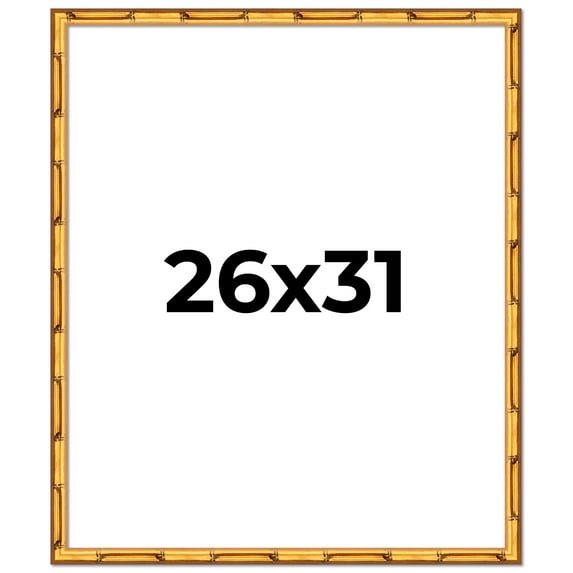 26x31 Frame Gold Bamboo Solid Wood Picture Frame | 1 Inch Moulding Width | Interior Frame Depth