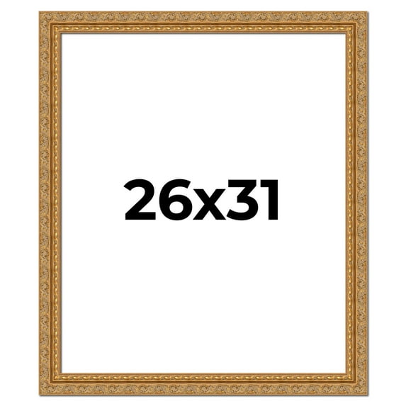 26x31 Frame Gold Ornate Solid Wood Picture Frame | 2 Inch Moulding Width | Firman Traditional Photo