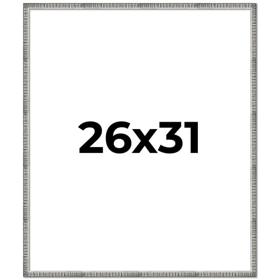 26x31 Frame Silver Grey Distressed Solid Wood Picture Frame | 0.75 Inch Moulding Width | Interior