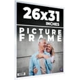 thumbnail image 1 of 26x31 Frame Silver Stainless Steel Solid Wood Picture Frame | 0.75 Inch Moulding Width | Includes, 1 of 8