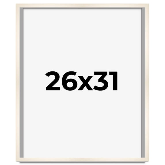 26x31 Frame White Wash Solid Wood Picture Frame | 0.8125 Inch Moulding Width | Includes UV Acrylic