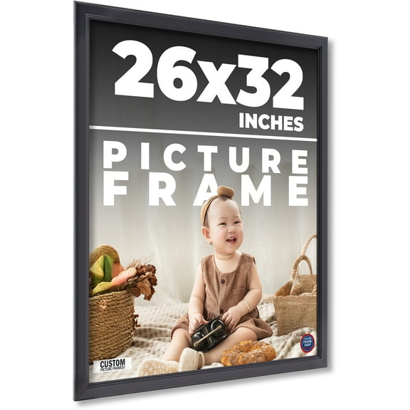 26x32 - 26 x 32 Contemporary Black Solid Wood Frame with UV Framer's Acrylic & Foam Board Backing -