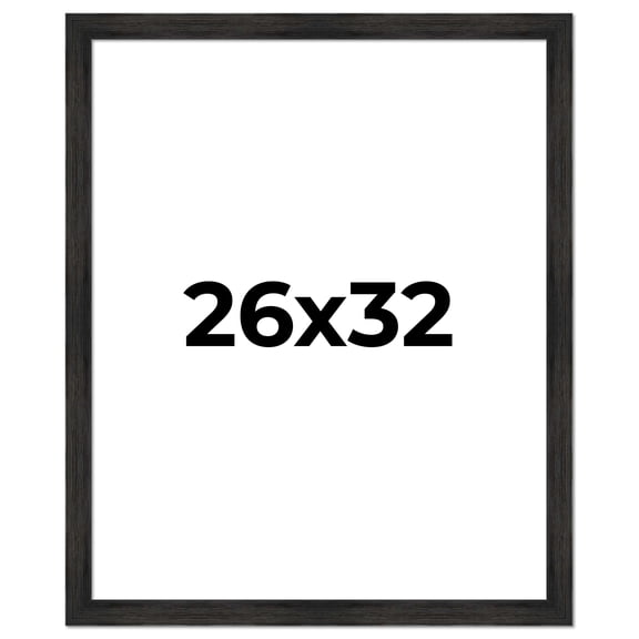 26x32 Black Rustic Wide Barnwood Picture Frame - UV Acrylic, Foam Board Backing, Hanging Hardware