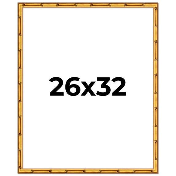 26x32 Frame Gold Bamboo Picture Frame - Complete Modern Photo Frame Includes UV Acrylic Shatter