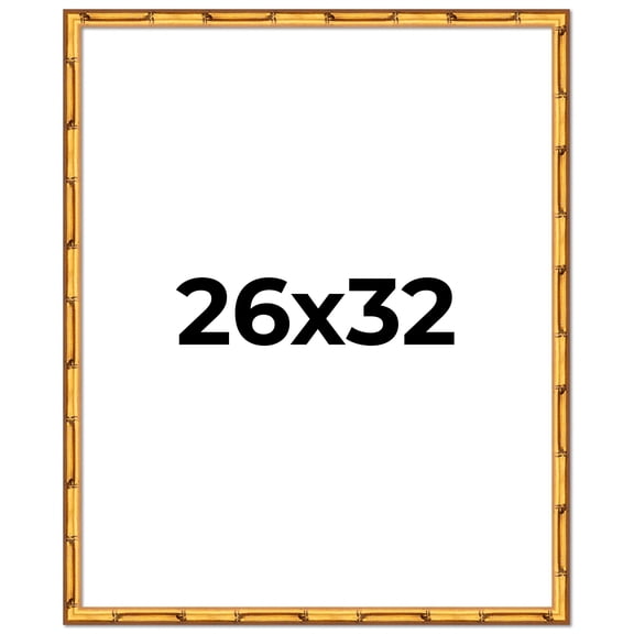 26x32 Frame Gold Bamboo Solid Wood Picture Frame | 0.75 Inch Moulding Width | Interior Frame Depth