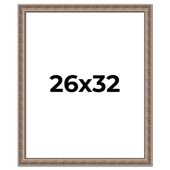 26x32 Frame Silver Harvest Ornate Solid Wood Picture Frame | 1.75 Inch Moulding Width |Mayflower