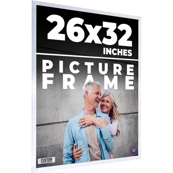 26x32 Frame Silver Real Wood Picture Frame Width 0.75 inches | Interior Frame Depth 0.5 inches |