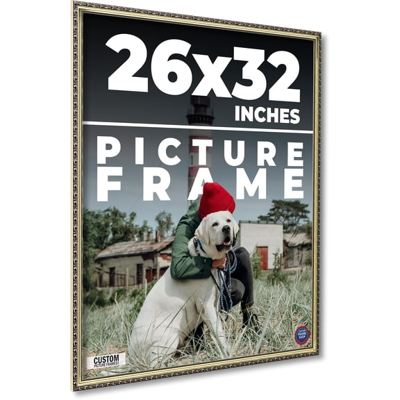 26x32 Frame Silver Solid Wood Picture Frame Width 1.125 Inches | Interior Frame Depth 0.375 Inches