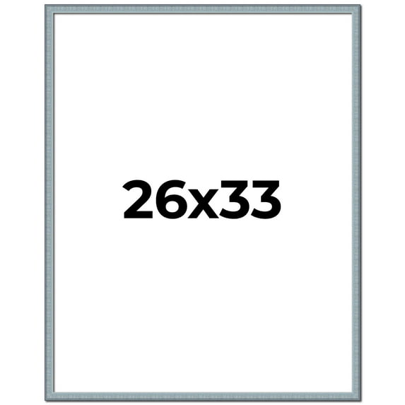 26x33 Frame Blue Scuffed Farm Board Solid Wood Picture Frame Width 0.75 Inches | Interior Depth 0.5