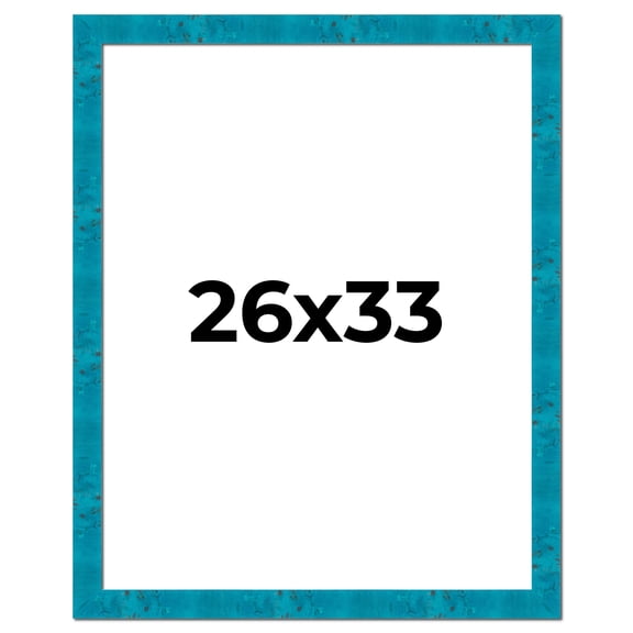 26x33 Frame Blue Teal Burl Wood Picture Frame | 1.75 Inch Moulding Width | Interior Frame Depth 0.5