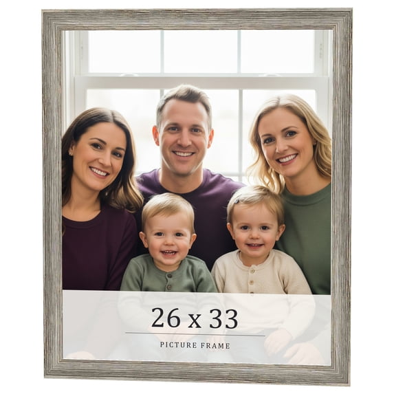 26x33 Frame Grey Solid Wood Picture Frame Width 1 Inches | Interior Frame Depth 0.5 Inches |
