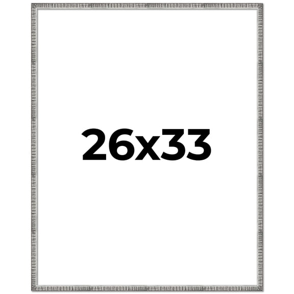 26x33 Frame Silver Grey Distressed Solid Wood Picture Frame | 0.75 Inch Moulding Width | Interior