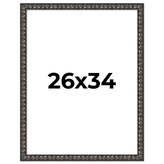 26x34 Frame Black-Brown Medieval Solid Wood Picture Frame | 1.5 Inch Moulding Width | Gotham