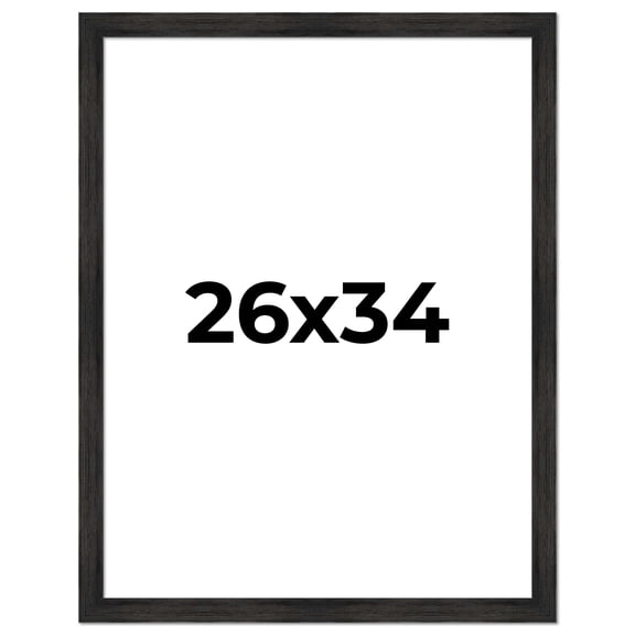 26x34 Frame Black Rustic Barnwood Solid Wood Picture Frame | 1.5 Inch Moulding Width | Includes UV