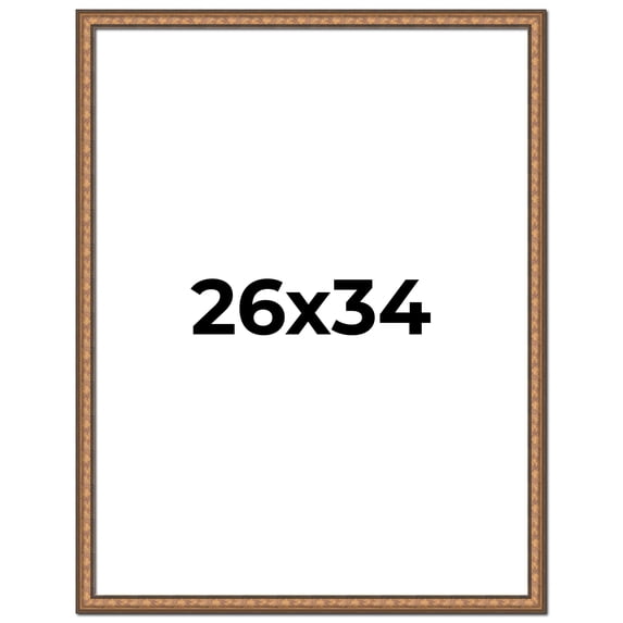 26x34 Frame Gold Real Wood Picture Frame Width 1.25 inches | Interior Frame Depth 0.5 inches |