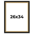 thumbnail image 1 of 26x34 Frame Gold Real Wood Picture Frame Width 2.25 Inches | Interior Frame Depth 0.5 Inches |, 1 of 8