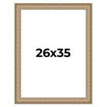 26x35 Frame Ornate Silver Beaded Solid Wood Picture Frame Width 2.5 Inches | Interior Depth 1