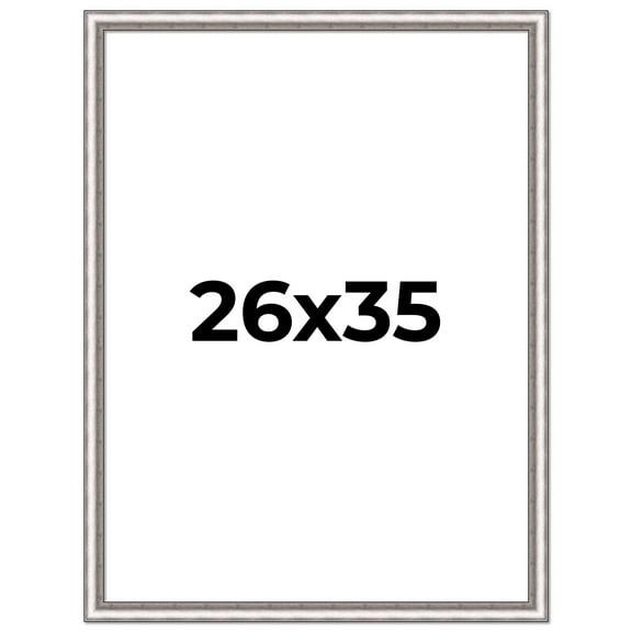 26x35 Frame Silver Real Wood Picture Frame Width 1.25 Inches | Interior Frame Depth 0.5 Inches |