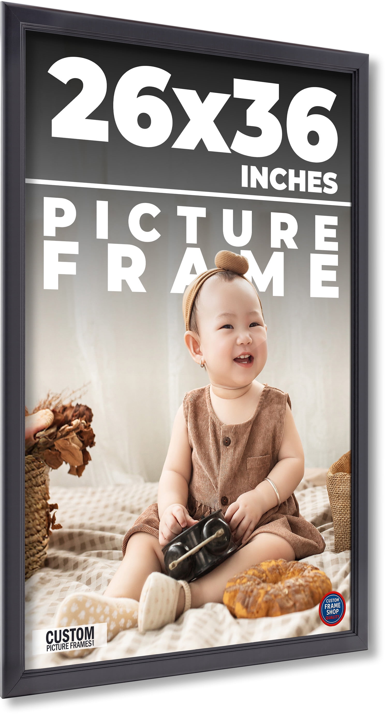 26x36 - 26 x 36 Contemporary Black Solid Wood Frame with UV Framer's ...