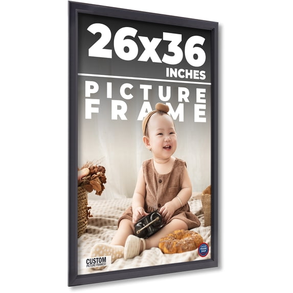 26x36 - 26 x 36 Contemporary Black Solid Wood Frame with UV Framer's ...
