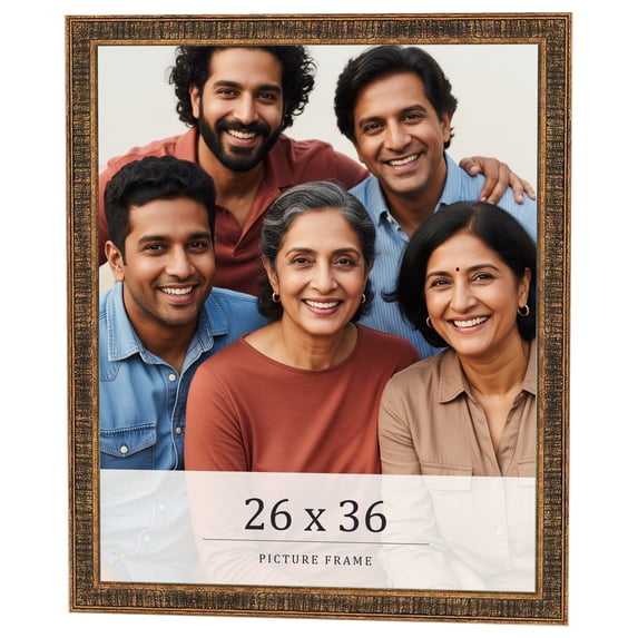 26x36 Frame Gold Kingsley Distressed Solid Wood Picture Frame Width 0.75 Inches | Interior Frame
