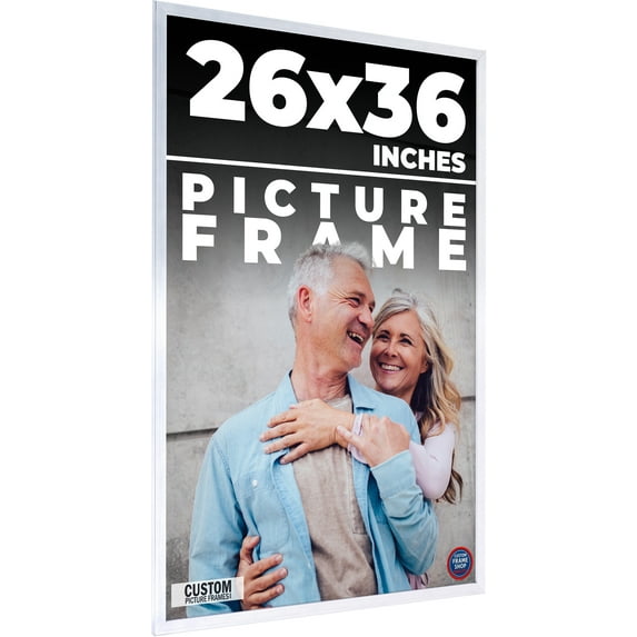 26x36 Frame Silver Real Wood Picture Frame Width 0.75 inches | Interior Frame Depth 0.5 inches |