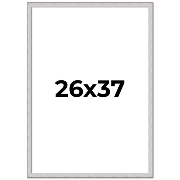 26x37 Frame Silver Inner Slope Bevel Picture Frame | 1 Inch Moulding Width | 0.75 Inch Rabbet Depth