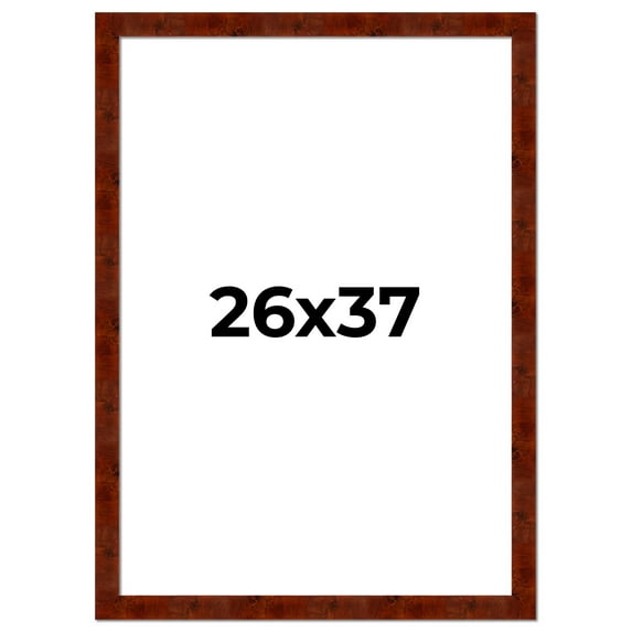26x37 Walnut Brown Veneer Real Wood Picture Frame Width 1.75 inches | Interior Frame Depth 0.5