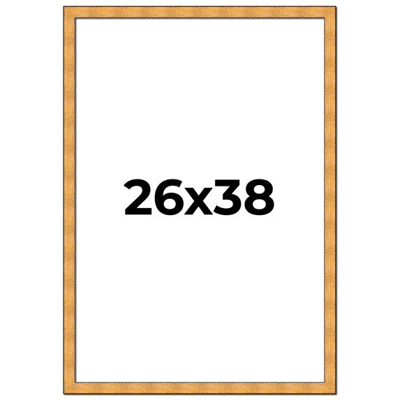 26x38 Frame Gold Rustic Solid Wood Picture Frame | 1.25 Inch Wide Moulding | Rustique Gold