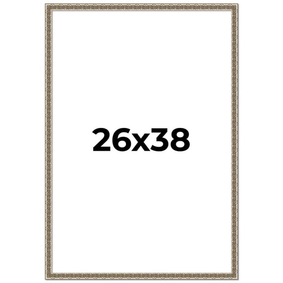 26x38 Frame Silver Versailles Ornate Solid Wood Picture Frame | 1 Inch Moulding Width | Interior
