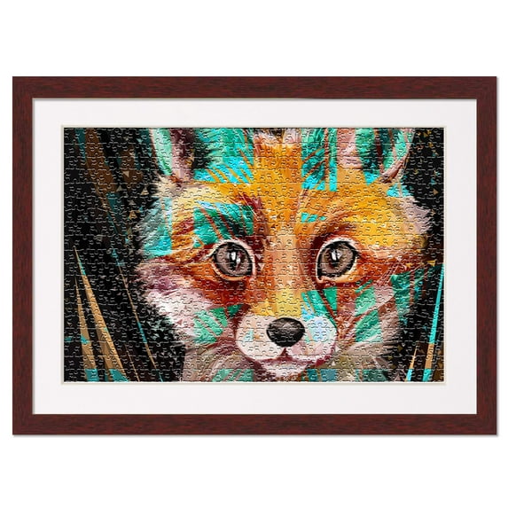 26x38 Frame for Jigsaw Puzzles - Wooden Brown Puzzle Frame with Mat (White) For Puzzles Measuring 26x38 Inches