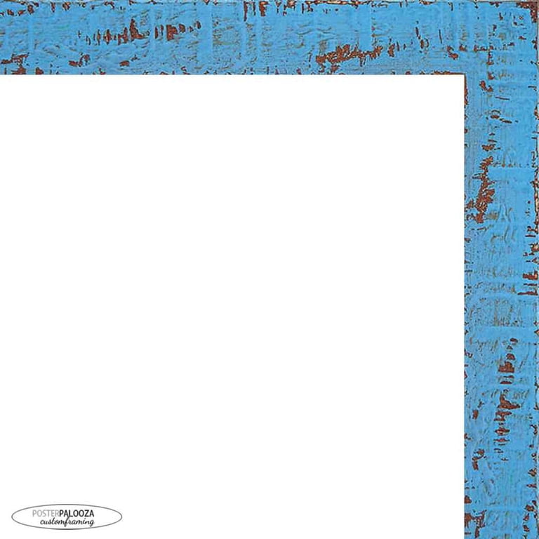 26x38 Shabby Chic Blue Picture Frame - UV Acrylic, Foam Board
