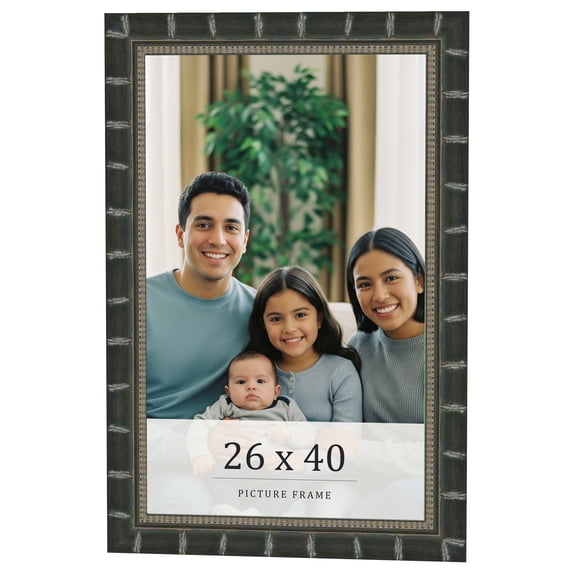 26x40 Frame Black Bamboo Solid Wood Picture Frame Width 1.5 Inches | Interior Frame Depth 0.5