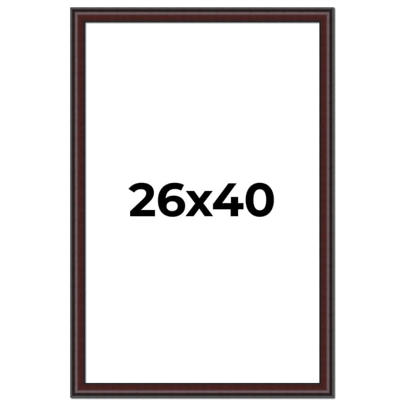 26x40 Frame Brown Round Mahogany Solid Wood Picture Frame | 1.625 Inch Moulding Width | with UV