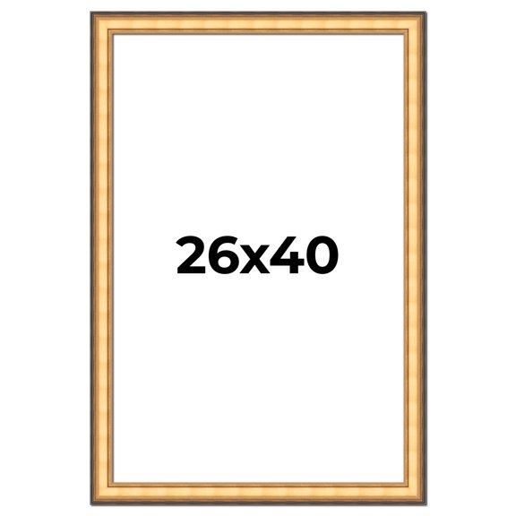 26x40 Frame Gold Plein Aire Solid Wood Picture Frame Width 2 Inches | Interior Frame Depth 0.5