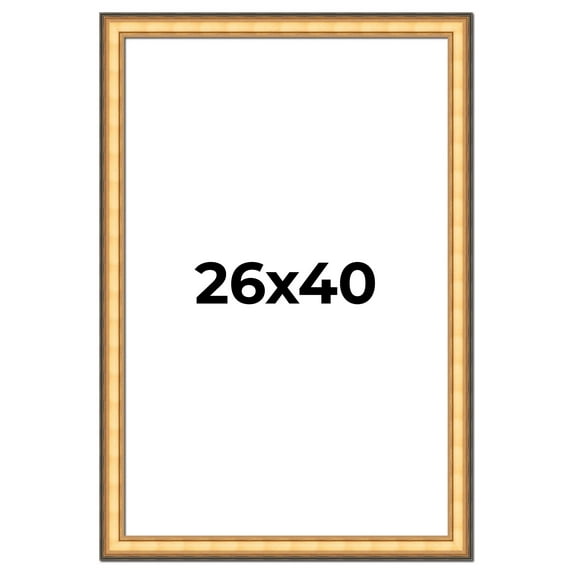 26x40 Frame Gold Plein Aire Solid Wood Picture Frame Width 2 Inches | Interior Frame Depth 0.5