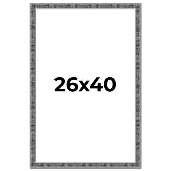 26x40 Frame Silver Black Rustic Sonoma Solid Wood Picture Frame | 1.5 Inch Moulding Width |