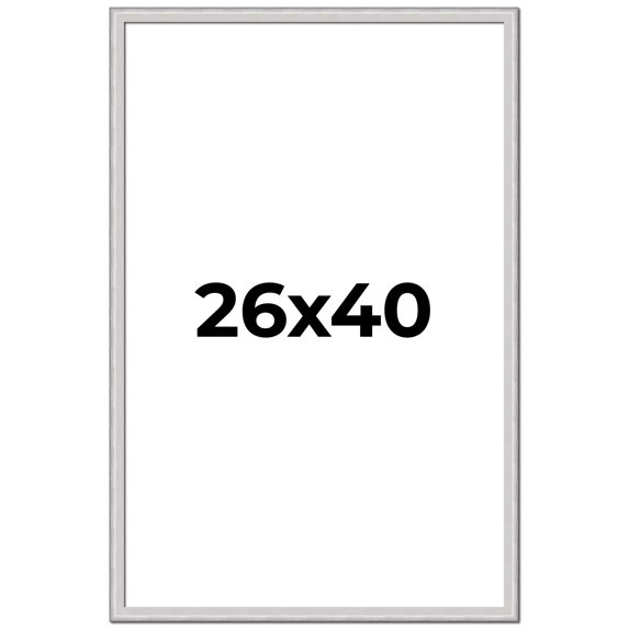 26x40 Frame Silver Inner Slope Bevel Picture Frame | 1 Inch Moulding Width | 0.75 Inch Rabbet Depth