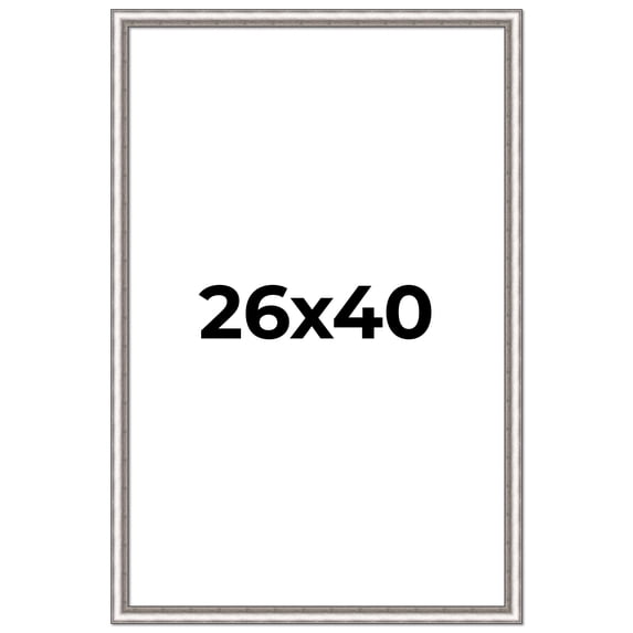 26x40 Frame Silver Real Wood Picture Frame Width 1.25 Inches | Interior Frame Depth 0.5 Inches |