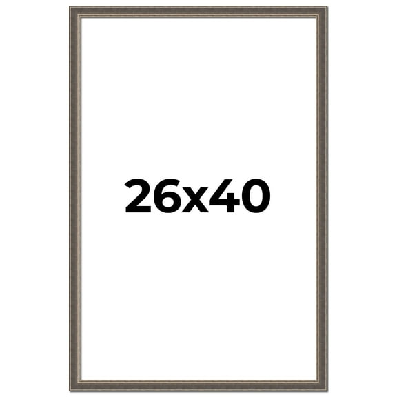 26x40 Frame Silver Real Wood Picture Frame Width 1.25 Inches | Interior Frame Depth 0.5 Inches |