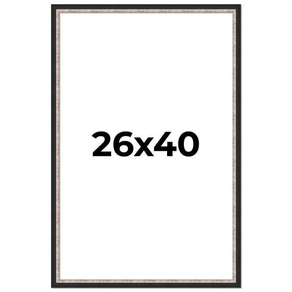 26x40 Frame Silver Real Wood Picture Frame Width 1.25 Inches | Interior Frame Depth 0.75 Inches |