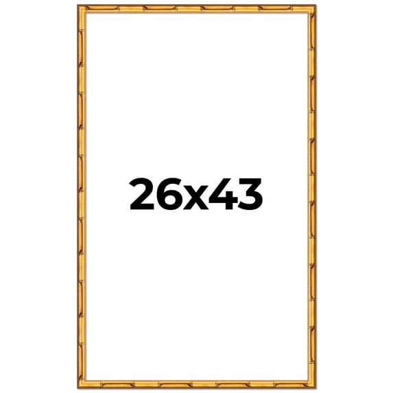 26x43 Frame Gold Bamboo Solid Wood Picture Frame | 1 Inch Moulding Width | Interior Frame Depth