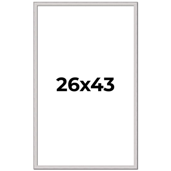 26x43 Frame Silver Inner Slope Bevel Picture Frame | 1 Inch Moulding Width | 0.75 Inch Rabbet Depth